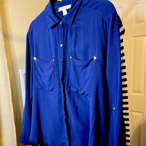 Michael Kors Deep blue button down top